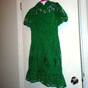 Charming Green Lace Kids Dress